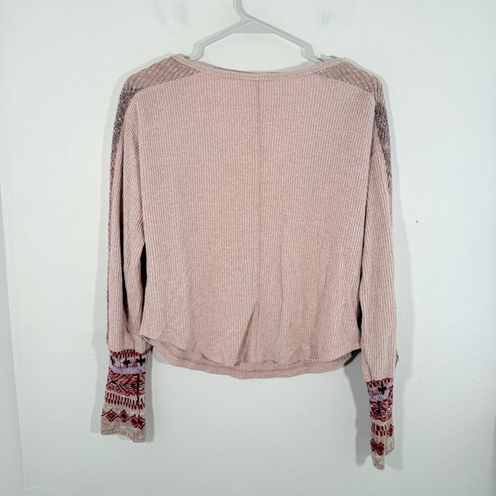 Anthropologie Daily Practice Pale Pink Contrast Panel Sleeve Knit Thermal XS - Picture 11 of 11
